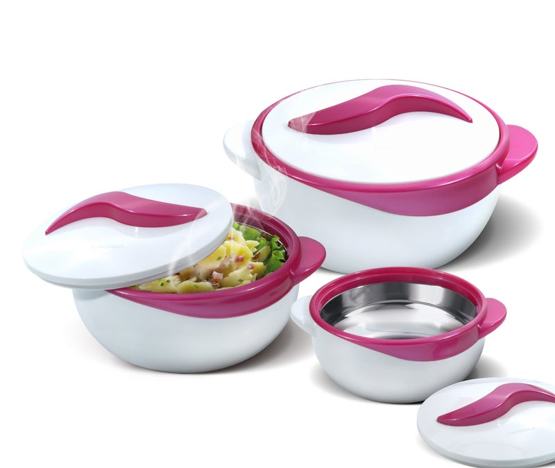 Pinnacle Serving Salad/ Soup Dish Bowl - Thermal Inulated Bowl with Lid - Great Bowl for Holiday, Dinner and Party ~ Set of 3 ~ Purple - Image 1